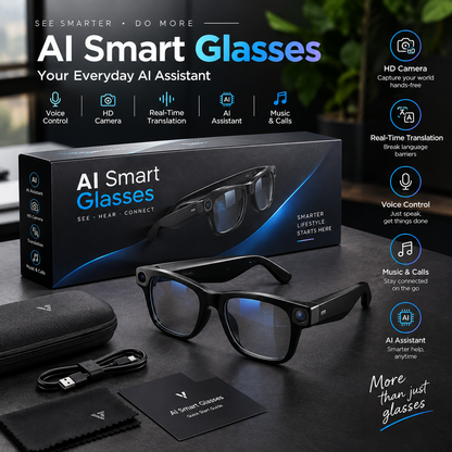 AI Smart Glasses with 8MP Camera